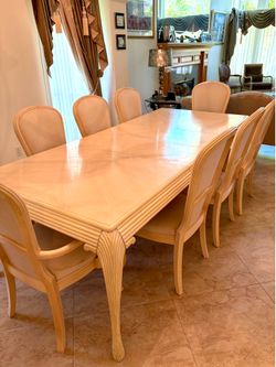 Dining table set for 8 matching vanity.