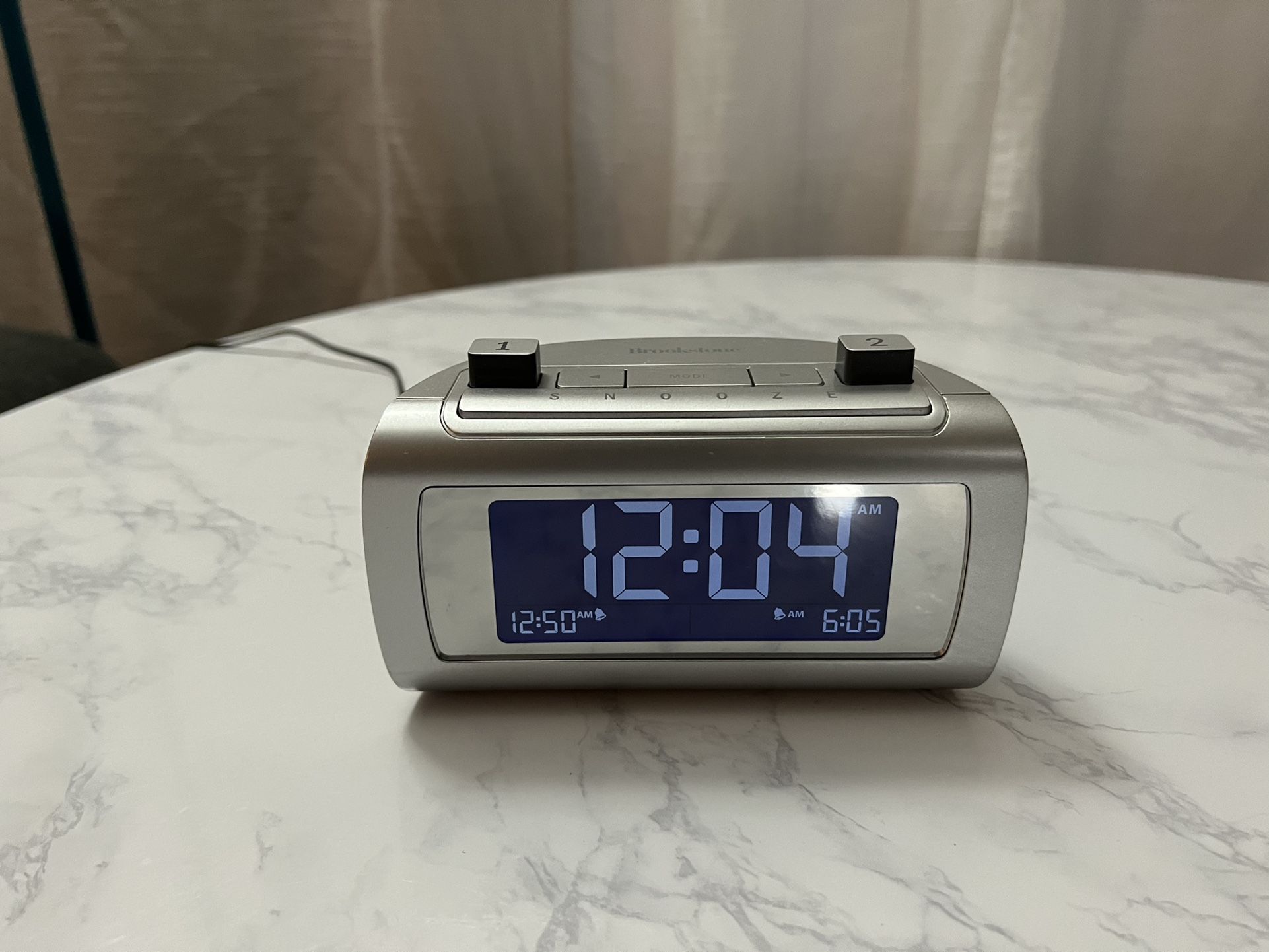 Brookstone TimeSmart Self Setting Digital Dual Alarm Clock + Charger