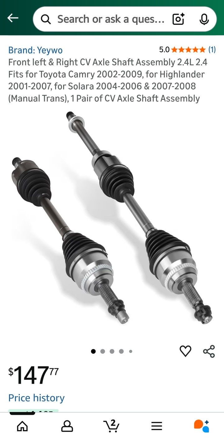 Toyota Camry Cv Axle Shaft