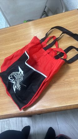 Red and Black Graphic Tote Bag