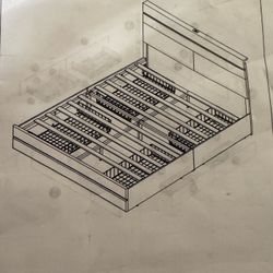 P189 $90 Full size bed frame with 4 drawers black color   Brand new and still in the box  Complete bed frame includes screws and tools 