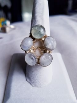 Opals and sterling silver ring, size 9