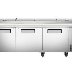 NSF 3 Solid Doors Pizza Prep Table Stainless Refrigerator KBR-93