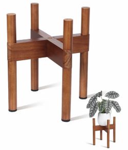 Indoor Wood Plant Stand — Mid‑Century Modern Style