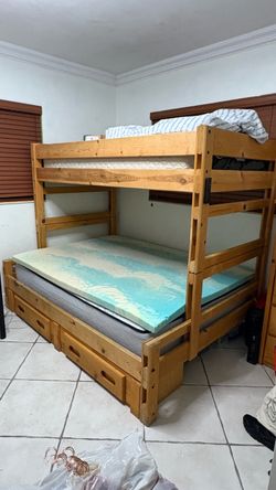 Twin Over Full Wood Bunk Bed with Storage (MOVING SALE)