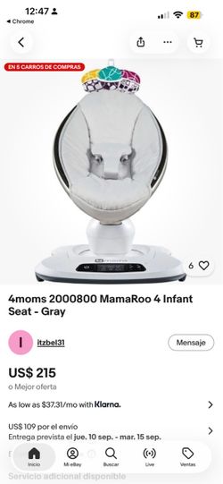 4moms MamaRoo - Columpio para bebé multimovimiento, Bluetooth