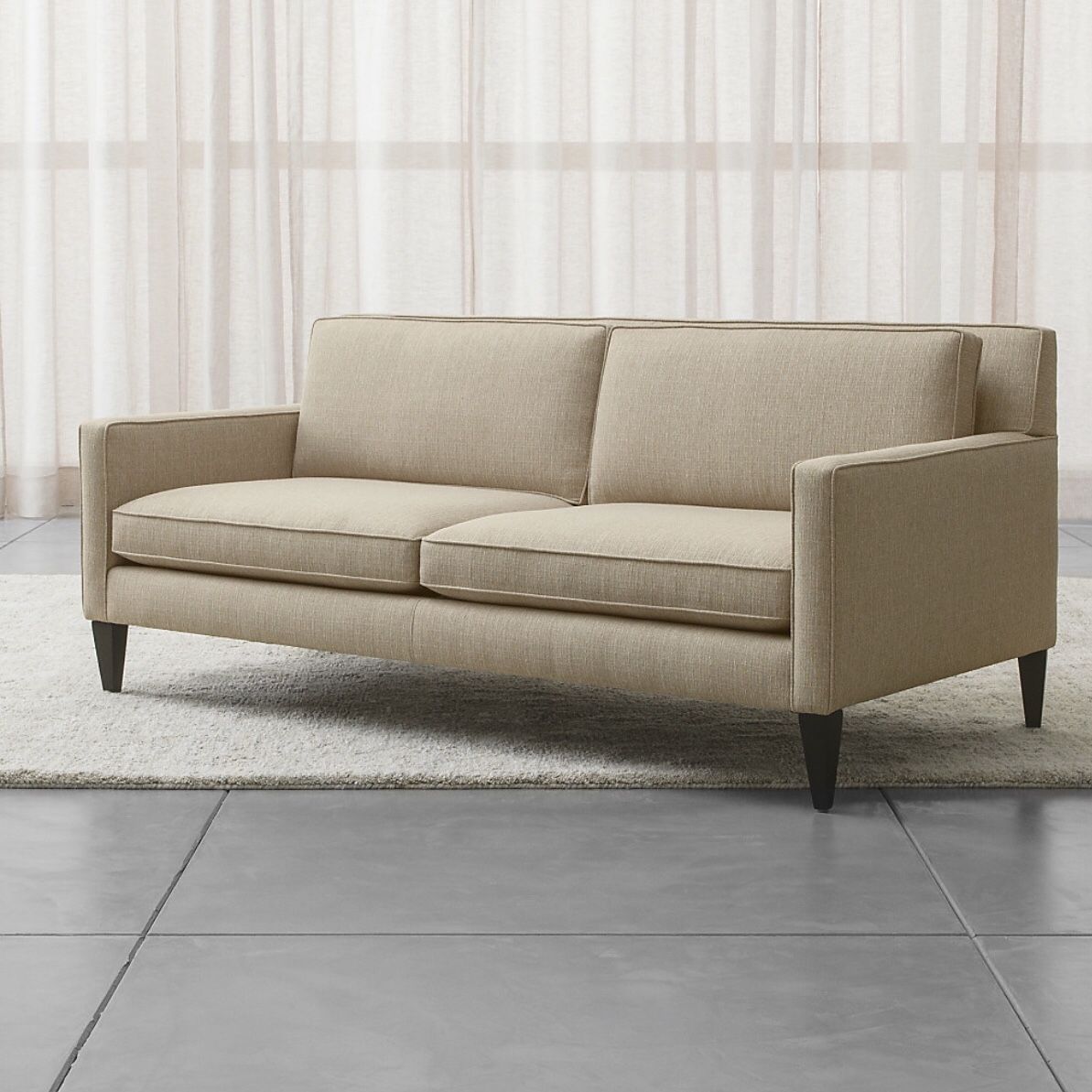 Crate and Barrel Rochelle Midcentury Modern Apartment Sofa with matching Ottoman