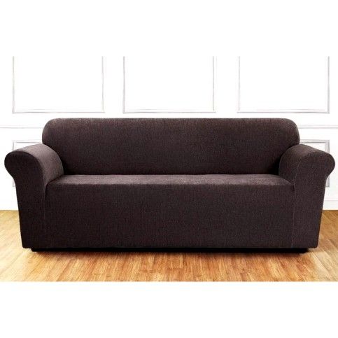 SUREFIT Ultimate Stretch Chenille One Piece Sofa Slipcover Form Fit Box Brown 