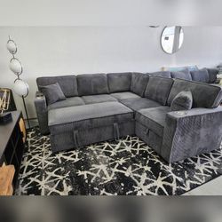 Corduroy sectional sleeper sofa with pull out Sofa bed