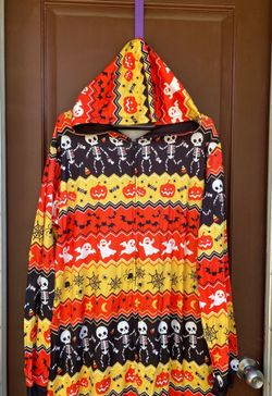 Halloween One Piece Hooded Jumpsuit Pajamas L