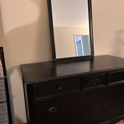 Antique Dresser, Mirror, Full Size Bed