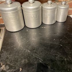 Vintage Kitchen Aluminum Four Piece Canister Set