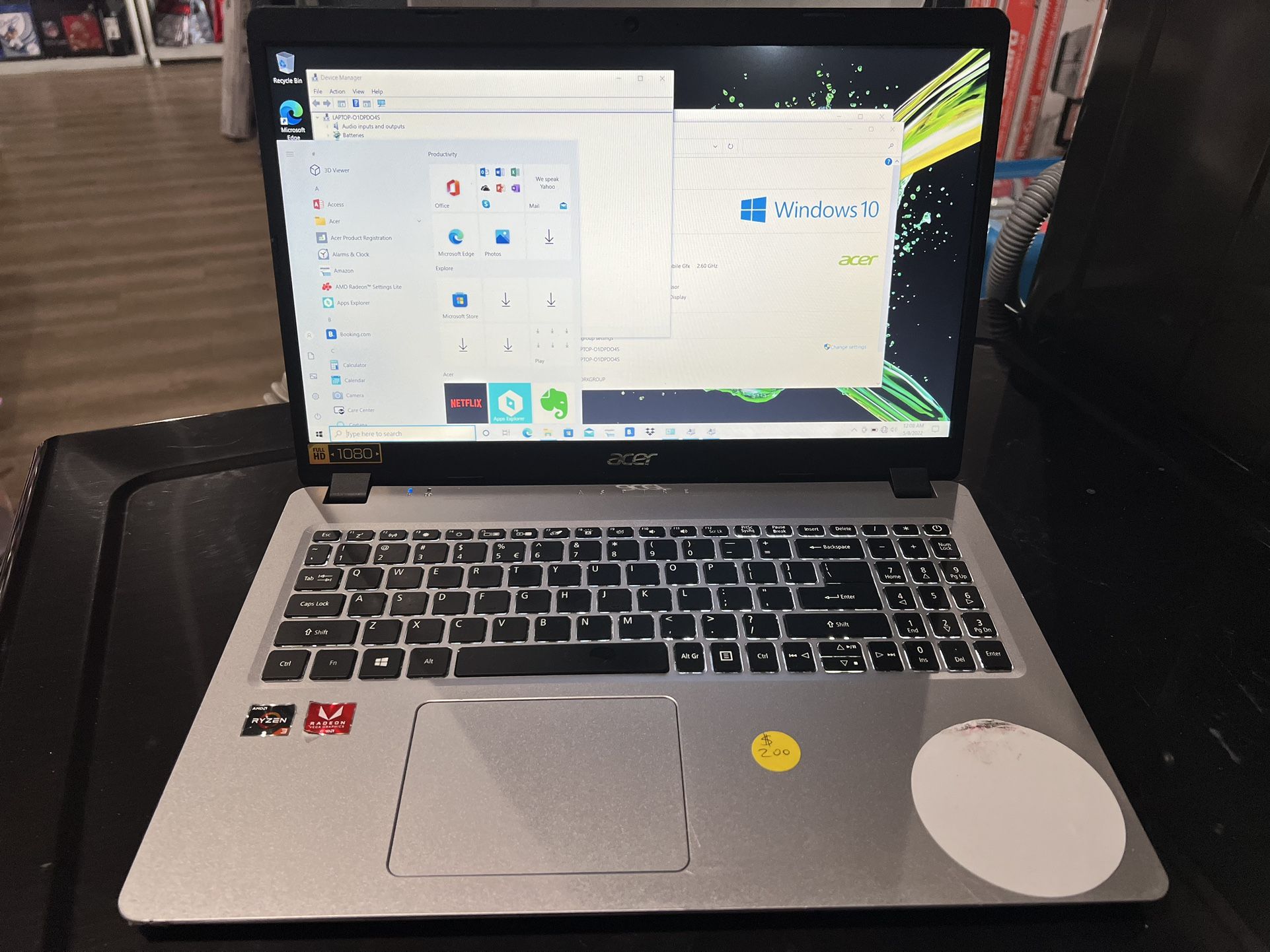 Acer Laptop New Windows. Ssd Hardrive