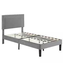 New inbox Twin size Upholstered Bed with Adjustable Headboard