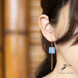 Square Striped Polymer Clay Earrings