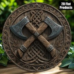 Berserker's Oath — Crossed Viking War Axes Wall Roundel
