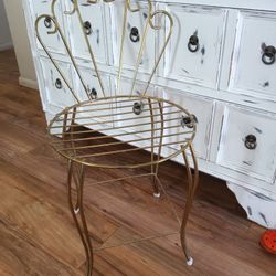 Vintage Vanity Chair Metal Cottageçore