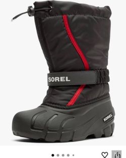 Sorel Black and Bright Red Kids' Winter Snow Boot