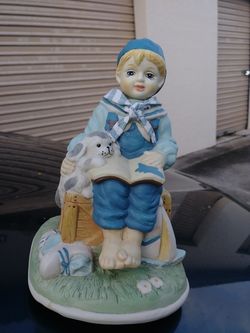 ceramic music box boy with dog