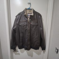 Levi Strauss Faux Leather Bomber Jacket 