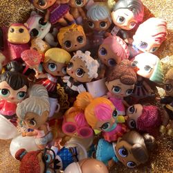 LOL Dolls Lot Glitter Series, Pets ,accessories And Gold Glitter Ball Carrying Case