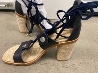 Rag & Bone  Eden Navy Espadrille Lace-Up Heeled Sandals