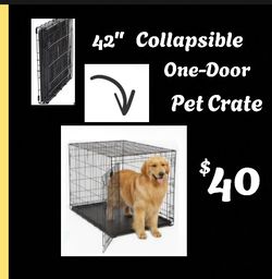 42"L Collapsible Single-Door Dog Pet Crate Cage