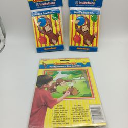 New Curious George 16 Birthday Party Invitations And Party Pin The Tail Game Set