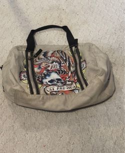 Vintage Ed Hardy “Red By Marc Ecko” Skull Cut And Sew Duffel Bag Tote Carry