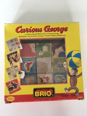 Curious George Humming Top And Brio Wood Blocks Toys Bundle For
