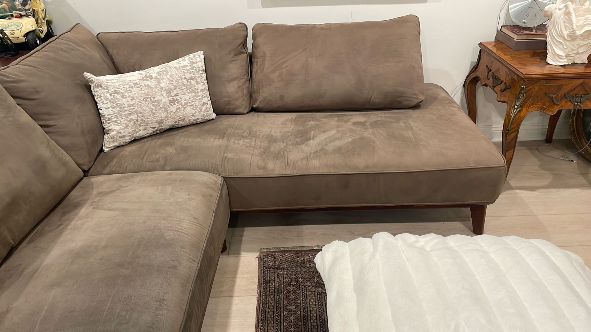 Microsuede Fiber Sectional With Matching Armchair