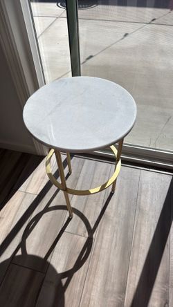 Round Marble Top Gold Accent Side Table