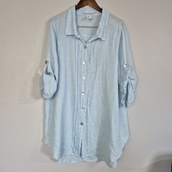 100% Linen Long Length Tunic Top