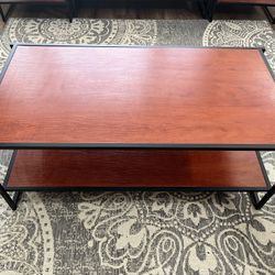 ZINUS Modern Studio Collection Deluxe Rectangular Coffee Table with Shelf, Red mahogany wood grain