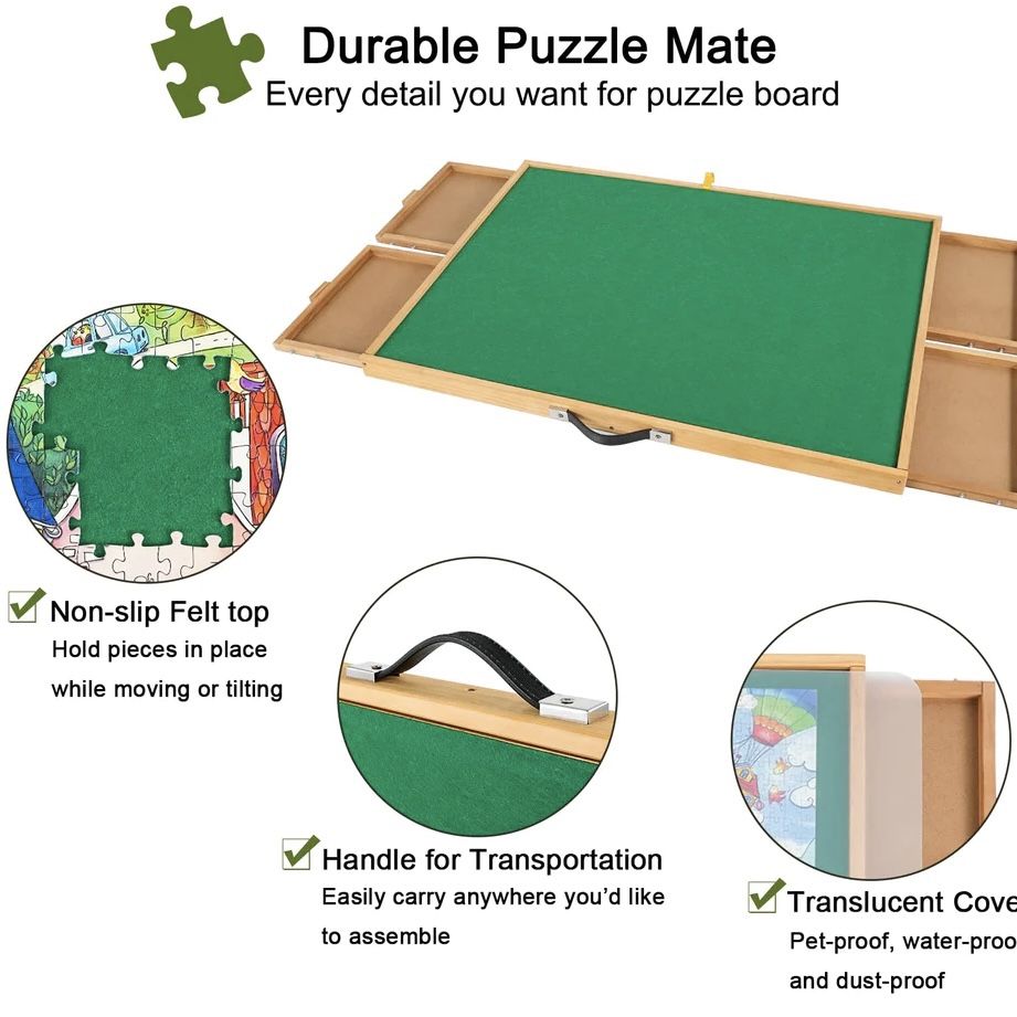 New X-Large Adjustable Puzzle Board Table for 1500 Pieces with 4 Drawers & Cover Plus 3 Tilting Angles Jigsaw Puzzle Tabletop