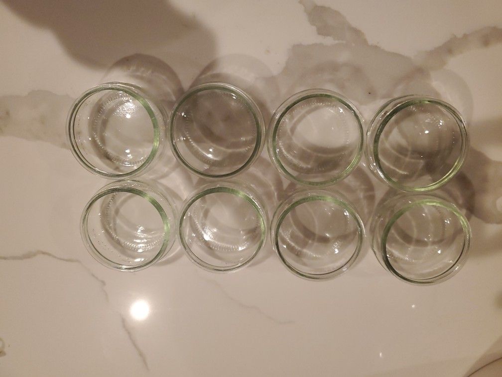 6 Low Profile Glass Jars 