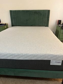 Brand New Queen Size platform Bed. Comes with New Mattress and 2 Nightstands dresser
