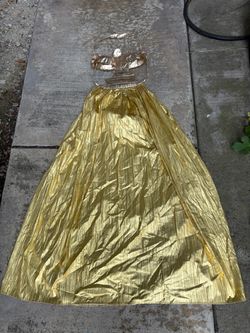 Vtg Handmade Gold Metallic Egyptian Goddess Isis Halter Costume Dress 48in