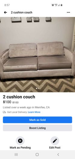 Grey couch 2 cushion