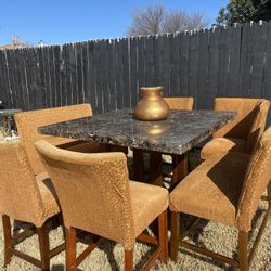 Beautiful Gold And Brown Marble Dining Set $450 OBO