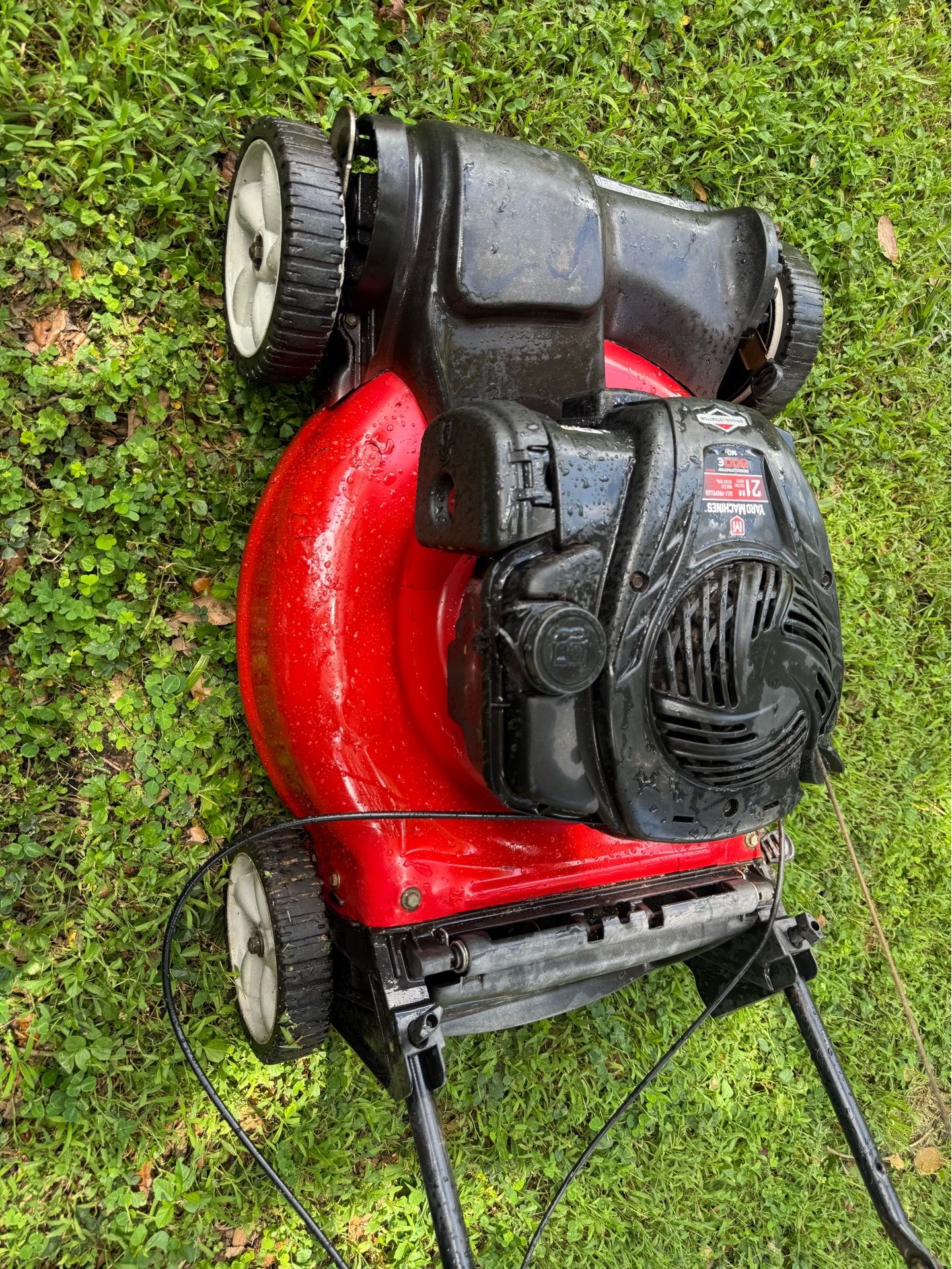 Lawn mower yard machine start right up very good condition front wheel drive self propelled