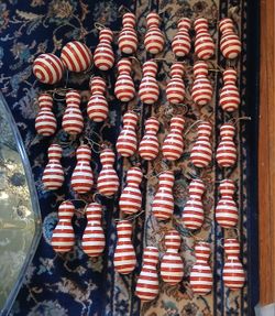 Vintage RED/WHITE BOWLING PIN SHAPED ORNAMENTS! GRINCH CHRISTMAS TREE?  $2 EACH. i25 and Alameda, Denver)