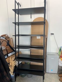 6-Shelf Wall Mount Bookshelf Black (Set of 2)