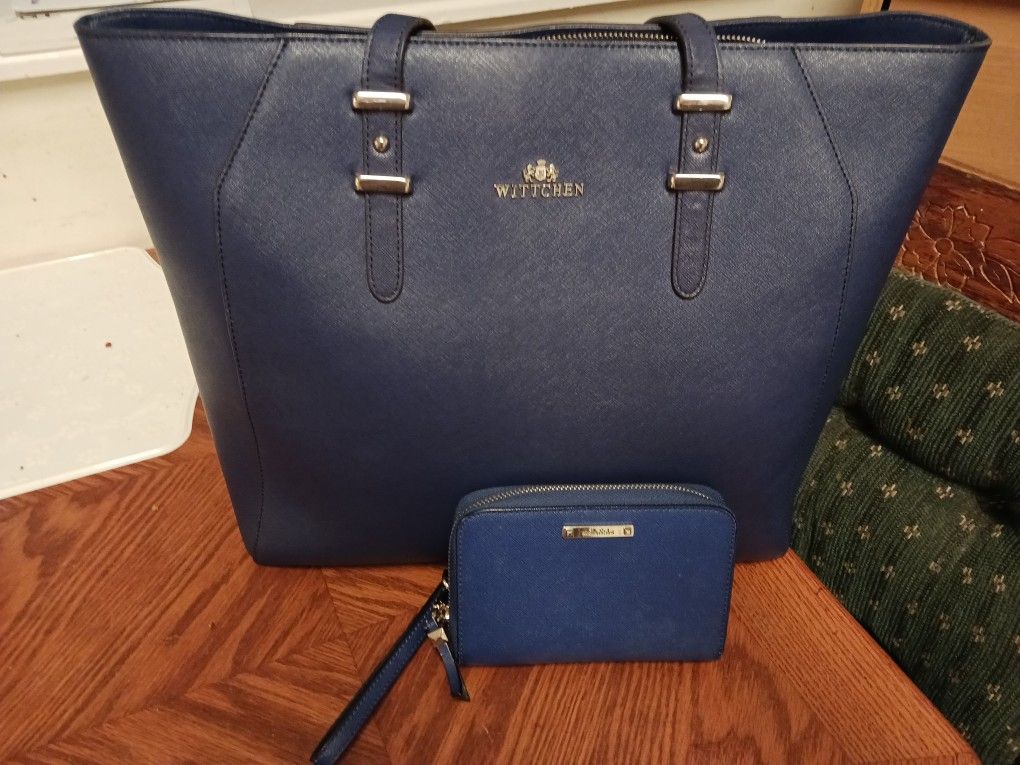 Wittchen Navy Blue Tote Bag with Wallet 