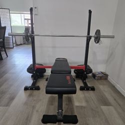 Complete Home Gym Weight Set - Barbell, Bench, Rack & Plates