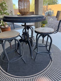 Bar tables and chairs.