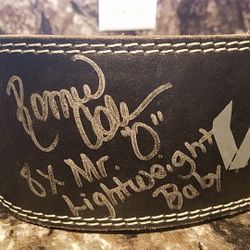 Weight training belt signed by the Olympians.