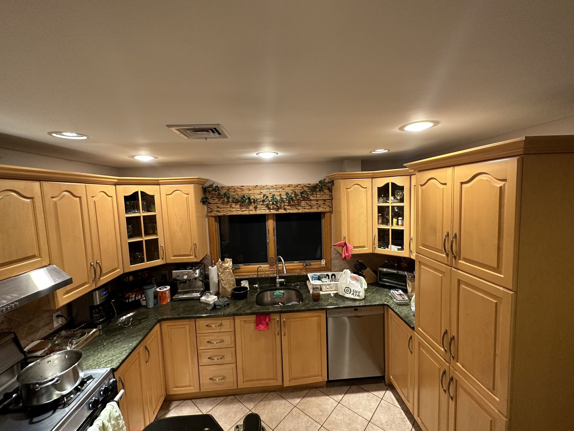 Real Oak Kitchen Cabinets, Countertop, Refrigerator & Oven Is For Sale