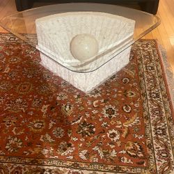 Post Modern1980th Stone And Glass Coffee Table