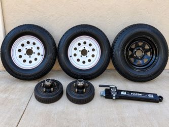 3 Trailer Wheels/Tires + Hubs + Jack + Sway Control – $90